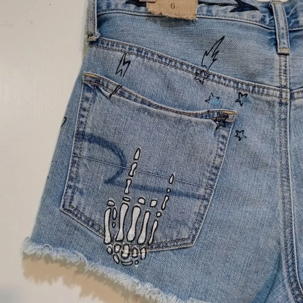 American Eagle Outfitters Sz. 6 Blue Vintage Hi-rise Festival Short